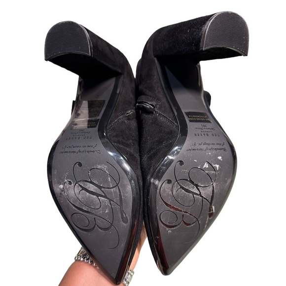 Ted Baker Frillis Suede Black Women’s Ankle Booties Block 4” Heel Pointed Toe 9 - Picture 8 of 14